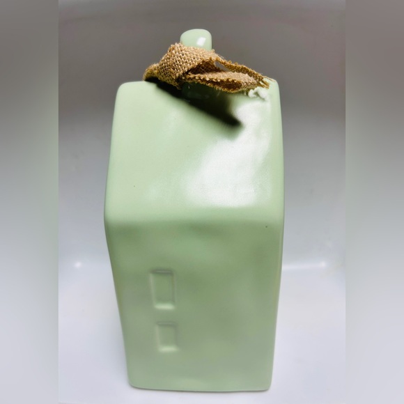 Rae Dunn sage green bird house “BLESSED”. NEW. Burlap ribbon. - Picture 5 of 6